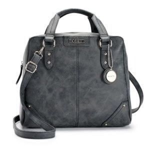 Rosetti Randi Satchel Black Handbag Removable Crossbody Strap Faux Leather NWT